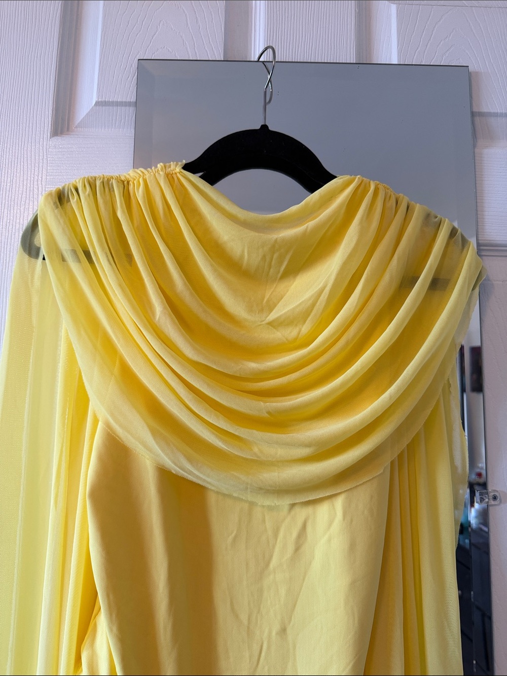 SHEIN Yellow Sheer Chiffon Bodysuit with scarf drape - Picture 8 of 9